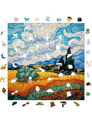 Pinecone Van Gogh Selvili Buğday Tarlası Reprodüksiyon Ahşap Puzzle Yetişkin Benzersiz Parçalı Puzzle S1-37