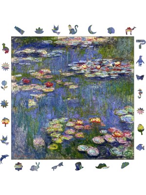 Pinecone Claude Monet Nilüferler Ahşap Puzzle Yetişkin Benzersiz Parçalı Yapboz Puzzle Yapıştırıcılı S1-28