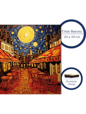 Pinecone Van Gogh Kafe Terasta Gece Reprodüksiyonu Ahşap Puzzle Yetişkin Benzersiz Parçalı Puzzle S1-33