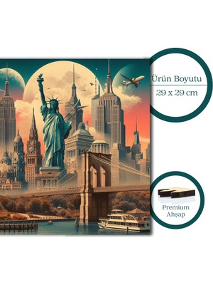 Pinecone Ikonik New York Ahşap Puzzle Yetişkin Benzersiz Parçalı Yapboz Puzzle Yapıştırıcılı S1-14