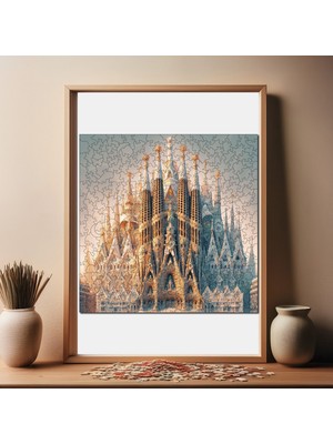 Pinecone La Sagrada Familia Ahşap Puzzle Yetişkin Benzersiz Parçalı Yapboz Puzzle Yapıştırıcılı S1-20