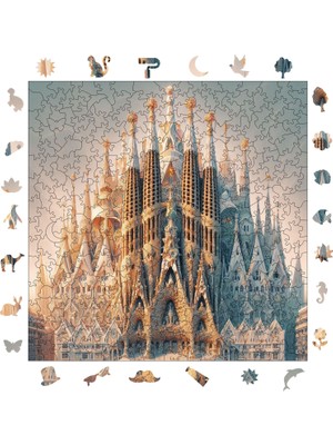 Pinecone La Sagrada Familia Ahşap Puzzle Yetişkin Benzersiz Parçalı Yapboz Puzzle Yapıştırıcılı S1-20