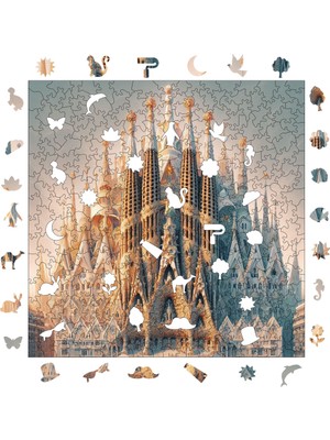 Pinecone La Sagrada Familia Ahşap Puzzle Yetişkin Benzersiz Parçalı Yapboz Puzzle Yapıştırıcılı S1-20