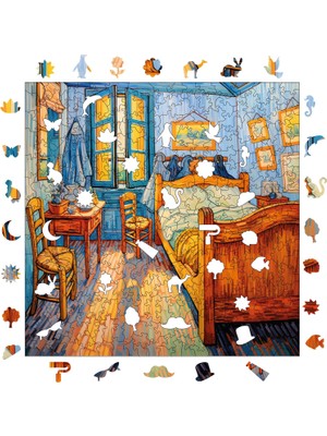 Pinecone Van Gogh Yatak Odası Reprodüksiyonu Ahşap Puzzle Yetişkin Benzersiz Parçalı Yapboz Puzzle S1-36