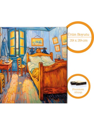 Pinecone Van Gogh Yatak Odası Reprodüksiyonu Ahşap Puzzle Yetişkin Benzersiz Parçalı Yapboz Puzzle S1-36