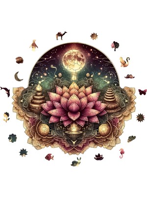 Pinecone Yıldızlı Lotus Mandalası Ahşap Puzzle Yetişkin Benzersiz Parçalı Yapboz Puzzle Yapıştırıcılı Wz-10