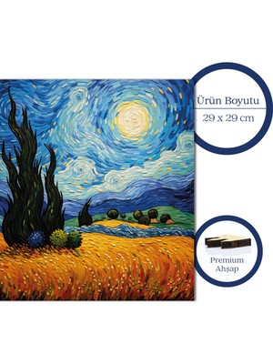 Pinecone Van Gogh Yıldızlı Gece Reprodüksiyonu Ahşap Puzzle Yetişkin Benzersiz Parçalı Yapboz Puzzle S1-35