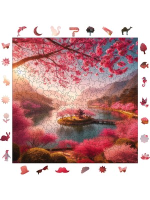 Pinecone Kiraz Çiçeği Rüyası Ahşap Puzzle Yetişkin Benzersiz Parçalı Yapboz Puzzle Yapıştırıcılı S1-26