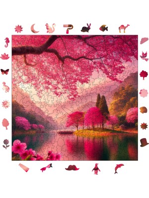 Pinecone Sakura Huzuru Ahşap Puzzle Yetişkin Benzersiz Parçalı Yapboz Puzzle Yapıştırıcılı S1-25