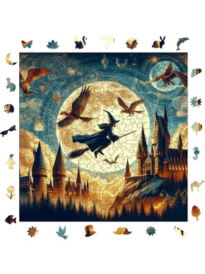 Pinecone Hogwarts'ın Gizemi Ahşap Puzzle Yetişkin Benzersiz Parçalı Yapboz Puzzle Yapıştırıcılı S1-07