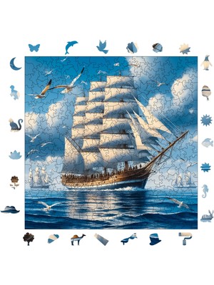 Pinecone Yelkenli Efsanesi Ahşap Puzzle Yetişkin Benzersiz Parçalı Yapboz Puzzle Yapıştırıcılı S1-08