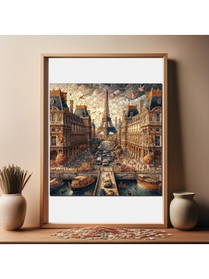 Pinecone Masalsı Şehir Paris Ahşap Puzzle Yetişkin Benzersiz Parçalı Yapboz Puzzle Yapıştırıcılı S1-16