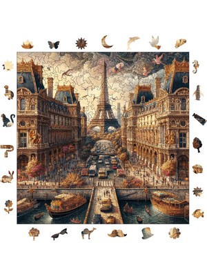 Pinecone Masalsı Şehir Paris Ahşap Puzzle Yetişkin Benzersiz Parçalı Yapboz Puzzle Yapıştırıcılı S1-16