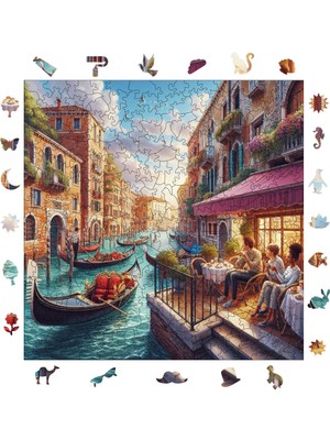 Pinecone Venedik'te Öğleden Sonra Ahşap Puzzle Yetişkin Benzersiz Parçalı Yapboz Puzzle Yapıştırıcılı S1-21