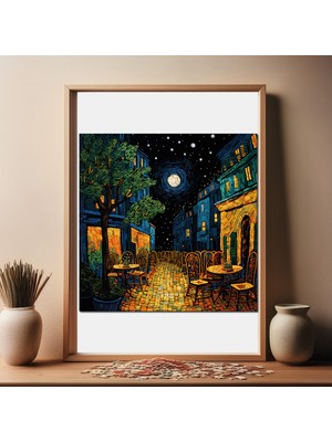 Pinecone Van Gogh Kafe Terasta Gece Reprodüksiyonu Ahşap Puzzle Yetişkin Benzersiz Parçalı Puzzle S1-32