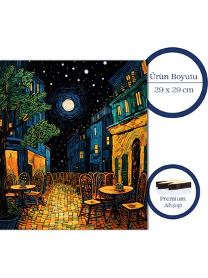 Pinecone Van Gogh Kafe Terasta Gece Reprodüksiyonu Ahşap Puzzle Yetişkin Benzersiz Parçalı Puzzle S1-32