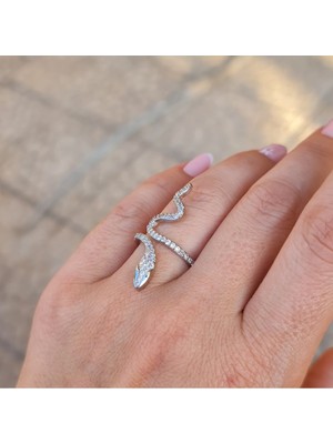 SE Jewellery Gümüş Renkli Xupıng Taşlı Kadın Yılan Yüzük