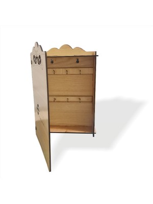 M3 Decorium Krem Beyaz Ahşap 6 Askılı Sağlam Kapaklı Menteşeli Anahtar Dolabı