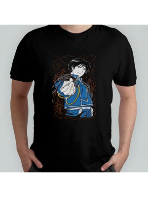 Pixxa Fullmetal Alchemist Roy Mustang  Pamuklu Bisiklet Yaka T-Shirt Model 2