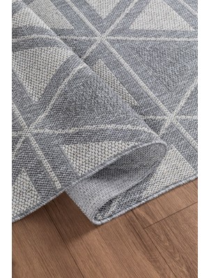 Valery Home Natura Premium Kalite Kaymaz Tabanlı Doğal Yıkanabilir Kilim Oturma Odası Balkon Bahçe Mutfak Kilim BK-103  Gri 200X300 cm