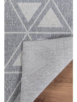 Valery Home Natura Premium Kalite Kaymaz Tabanlı Doğal Yıkanabilir Kilim Oturma Odası Balkon Bahçe Mutfak Kilim BK-103  Gri 200X300 cm