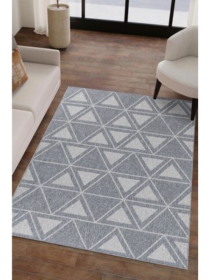 Valery Home Natura Premium Kalite Kaymaz Tabanlı Doğal Yıkanabilir Kilim Oturma Odası Balkon Bahçe Mutfak Kilim BK-103  Gri 200X300 cm