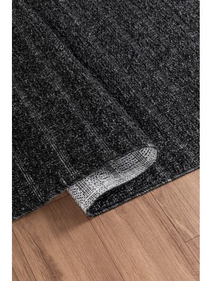 Valery Home Natura Premium Kalite Kaymaz Tabanlı Doğal Yıkanabilir Kilim Oturma Odası Balkon Bahçe Mutfak Kilim BK-104 Antrasit 80X150 cm