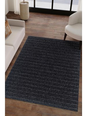 Valery Home Natura Premium Kalite Kaymaz Tabanlı Doğal Yıkanabilir Kilim Oturma Odası Balkon Bahçe Mutfak Kilim BK-104 Antrasit 80X150 cm