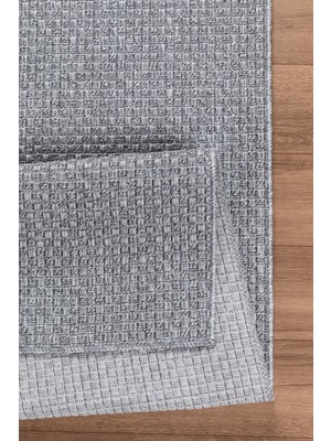 Valery Home Natura Premium Kalite Kaymaz Tabanlı Doğal Yıkanabilir Kilim Oturma Odası Balkon Bahçe Mutfak Kilim BK-102 Gri 80X200 cm