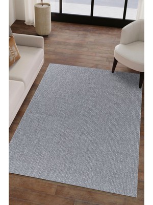 Valery Home Natura Premium Kalite Kaymaz Tabanlı Doğal Yıkanabilir Kilim Oturma Odası Balkon Bahçe Mutfak Kilim BK-102 Gri 80X200 cm