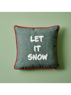 Bella Maison Jolly New Year Let It Snow Punchlı Kırlent Yeşil (43X43 Cm)