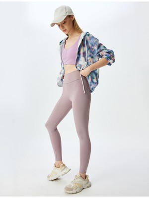 Koton Kadın Spor Tayt Yüksek Bel Mor Renk Yumuşak Tuşe Skinny Fit Özellikli