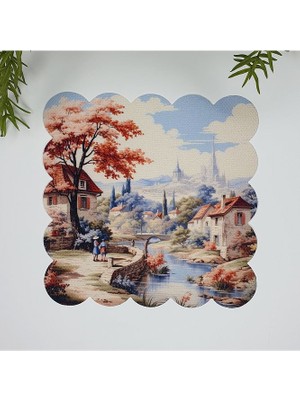 Deco Sulu Boya Manzara Desenli Dijital Baskılı Kumaş Kokteyl Peçetesi 1 Adet