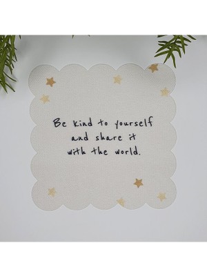 Deco El Yazısı Slogan ve Yıldız Desenli Dijital Baskılı Kumaş Kokteyl Peçetesi 1 Adet