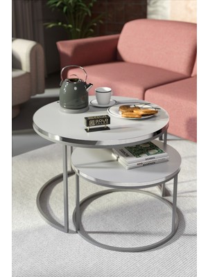 Orta Sehpa Ikili Lüx Specıal Gümüş Beyaz