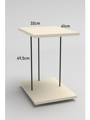 İşsevenler Yan Sehpa Tekerlekli Servis Sehpası Hnd Dikdörtgen Krem