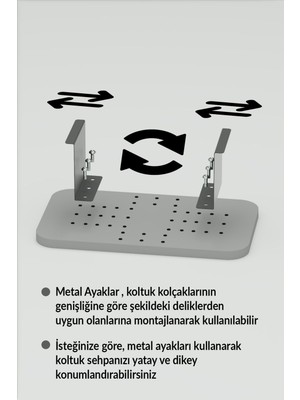 İşsevenler Yan Sehpa Ayarlanabilir Tepsi DİKDÖRTGEN Dekoratif Modern Yatay Dikey Koltuk Sehpası GORDİON