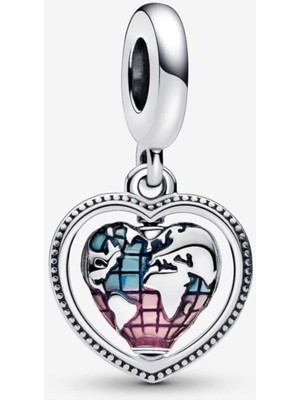 Hector Co Jewellery Aile Dönen Kalp Küre Dangle Charm