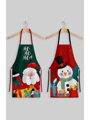Yılbaş Ağacı Kardan Adamlar 2'li Mutfak Önlüğü Seti