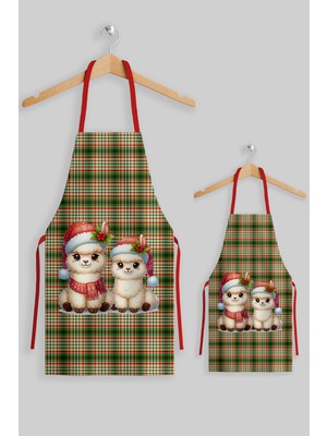 Ays Home Yılbaşı Mala Desenli Anne Çocuk Mutfak Önlüğü Seti