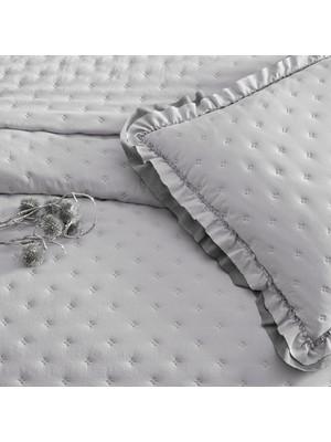 Linens Scarlett Çift Kişilik Yatak Örtüsü Seti Gri