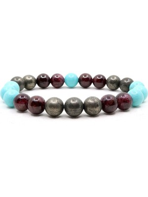 Nelleovana Doğal Taşlı Burç Bilekliği Akrep Burcu Pirit Garnet Turkuaz