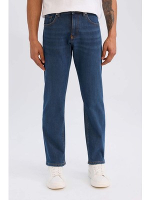 DeFacto Sergio Regular Fit Normal Bel Boru Paça Termal Polarlı Jean Pantolon V0794AZ24WN