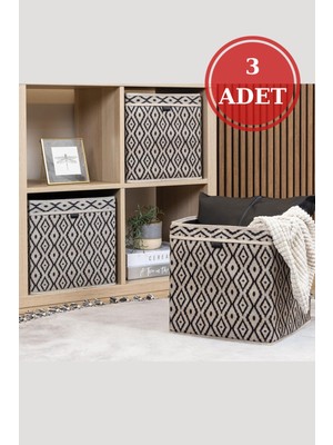 Bohe 3 Adet Çok Amaçlı Saklama Kutusu Raf Düzenleyici Dolap Içi Organizer Sepet Hurç 30X30X30CM