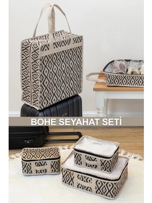 Bohe Ayakkabı Düzenleyici ve 3'lü Bavul Içi Düzenleyici Organizer Set