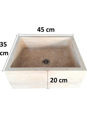 Mermer Maden Traverten Doğal Taş Dikdörtgen Lavabo