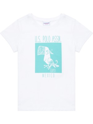 U.S. Polo Assn. Çocuk Beyaz Bisiklet Yaka Tişört 50263582-VR013