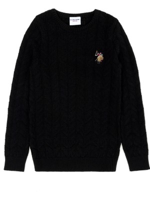 U.S. Polo Assn. Erkek Çocuk Siyah Basic Bisiklet Yaka Kazak 50269032-VR046
