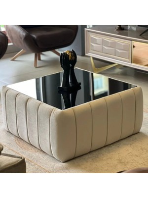 Kayalar Sofa Kare Yarmalı Camlı Orta Sehpa 75 x 75 cm