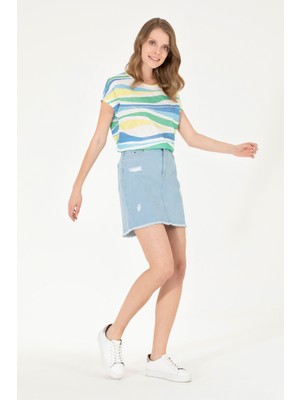 U.S. Polo Assn. Kadın Açık Mavi Mini Boy Jean Etek 50263755-DN0021